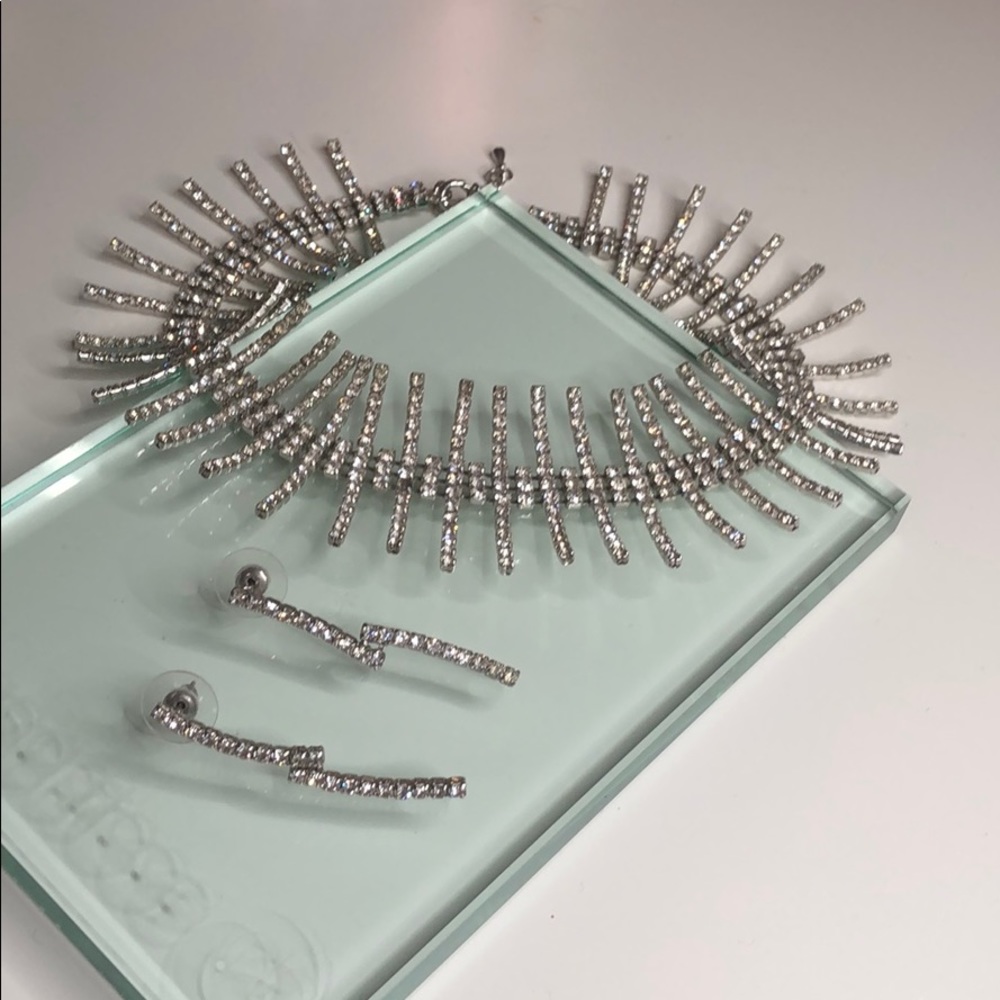 Vintage faux diamond choker necklace/earrings